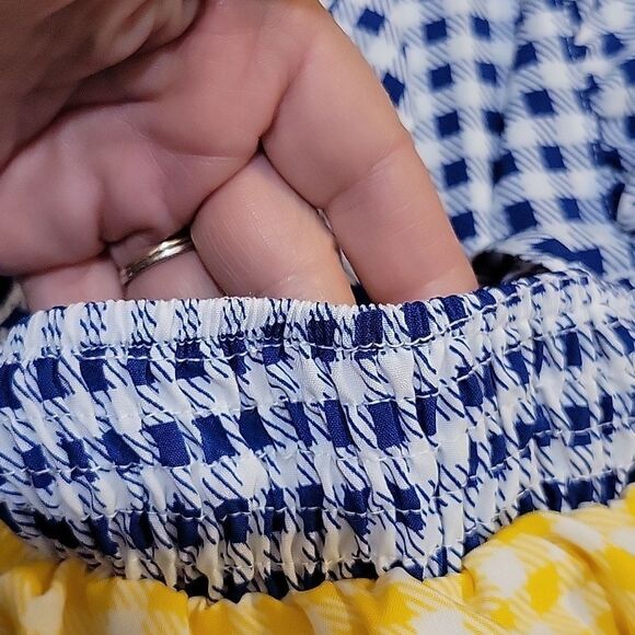 SHEIN Colorblock Gingham Midi Ruffle Tiered Dress M SO CUTE! - Picture 6 of 8